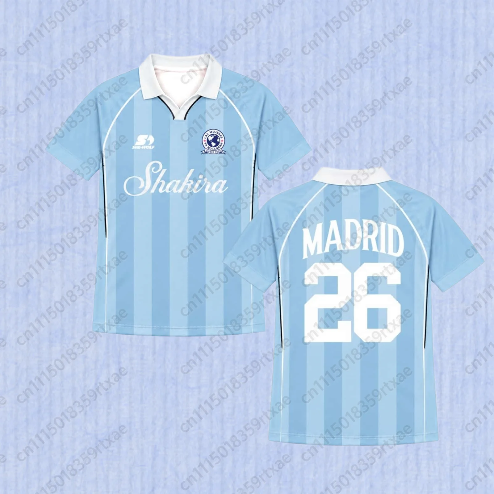 2026-2027 European Shakira LMYNL Las Mujeres Ya No Lloran World Tour Madrid Spain Blue Football Jacket Family T-shirt Y2K