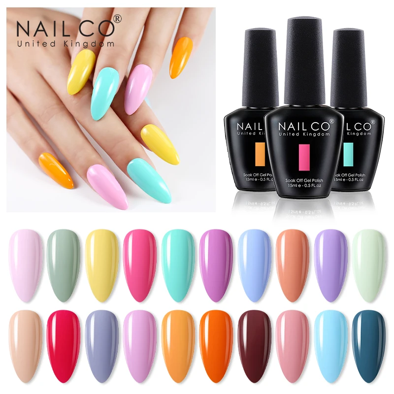 NAILCO Fashion 15ML Gel Nail Polish Soak Off UV Nail Art Semi-permanent Varnish Lacquer Manicure Nail Supplies For Professinals