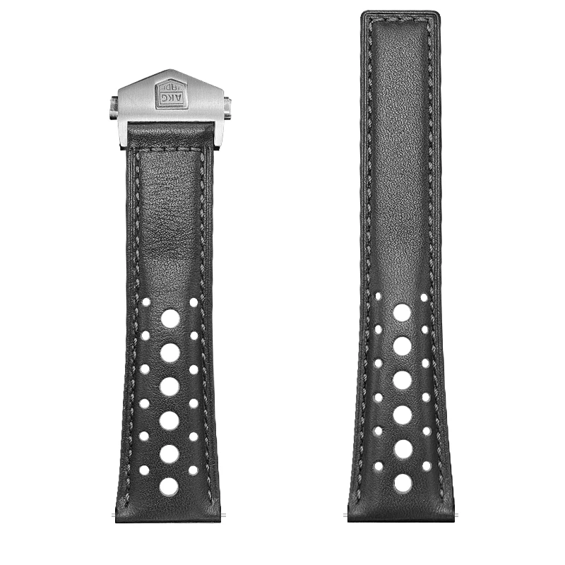 AKGLEADER Perforated Cowhide leather Butterfly clasp watch band for Huawei Watch GT 5Pro 4Pro 46mm band for 22mm 26mm strap band