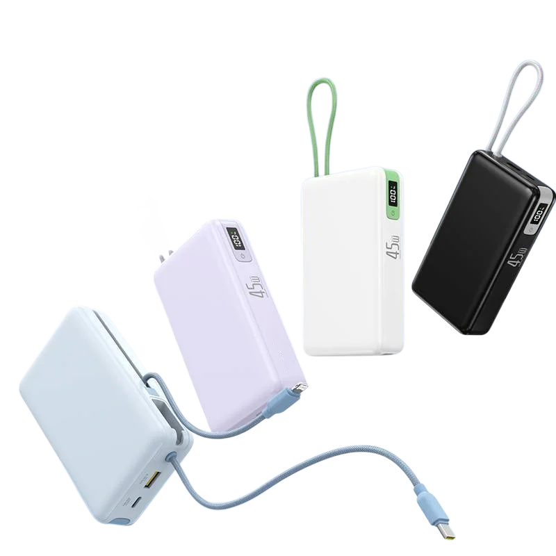 Brand New 20000mAh 45W Power Bank Super Fast Charging Portable Charger Built-in Dual Cable 3C Certified for IPhone Android