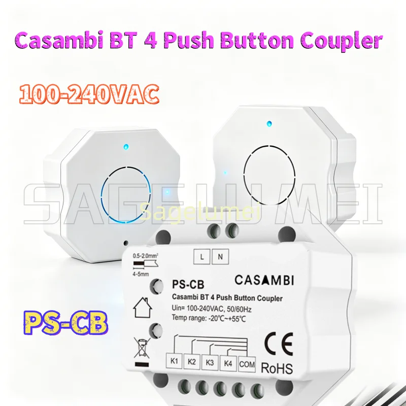 PS-CB NEW Casambi BT 4Push Button Coupler Casambi APP Smart Control integrated into the Casambi system installed 86 junction box