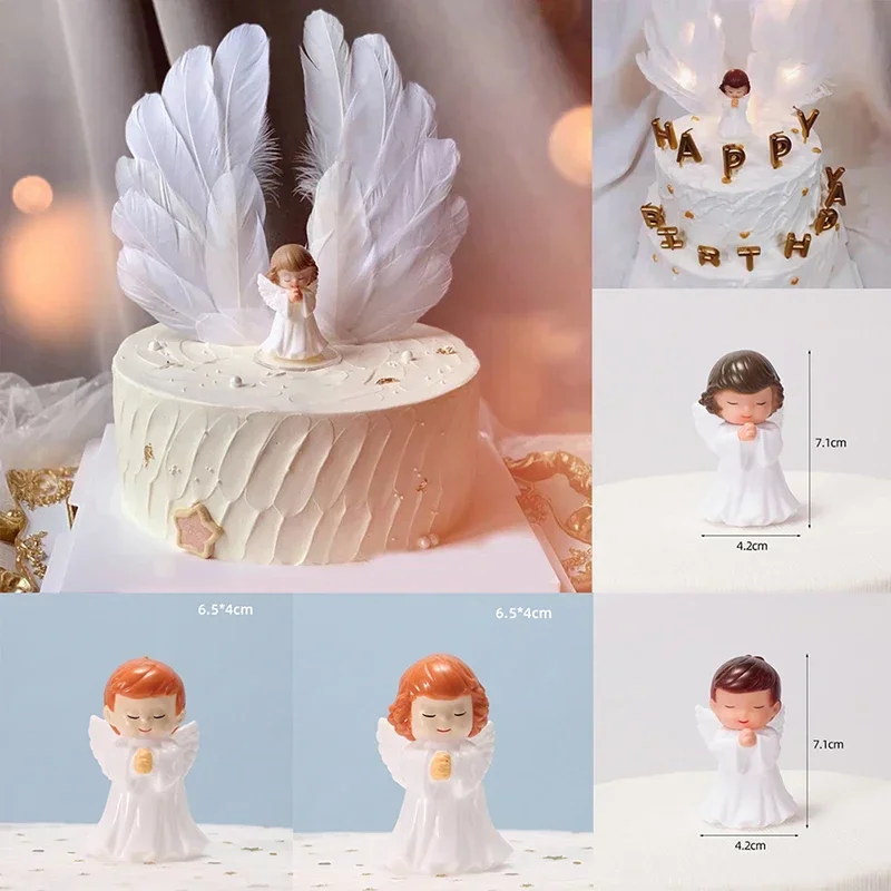 

Plastic Little Angel Birthday Baking Decoration Ornaments for Men and Women in White Angel Baby Cake Scene Decoration Accessorie