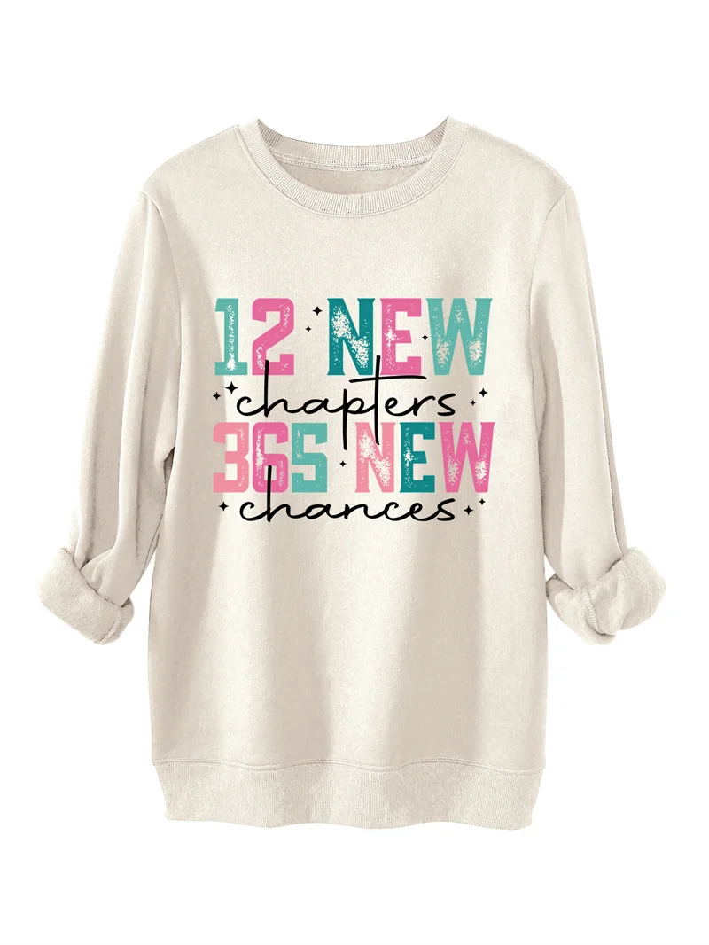 Autumn and winter thickened warm fashion casual 12newchapters365new printed women's crewneck fleece hoodie
