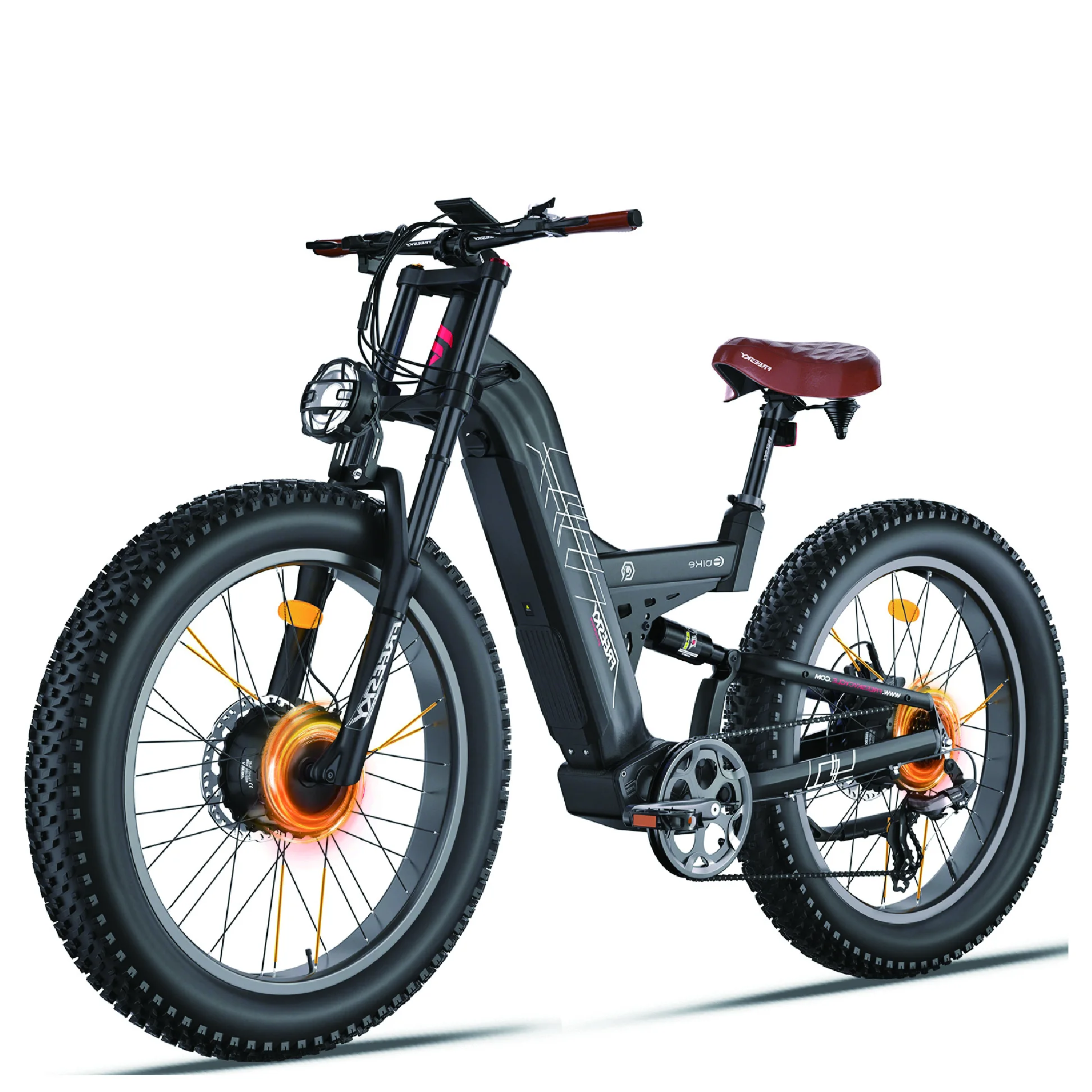 AliExpress NONE Freesky M530 Electric Bicycles 2*1000W Motor 48V 30AH Battery Mountain Electric Bike 61 km/h 96-152km Hydraulic Brake E-bike