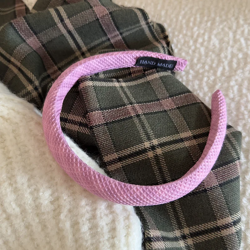 Sweet pink plaid headband, sweet girl versatile headband, going out to increase head and head buckle hair accessories