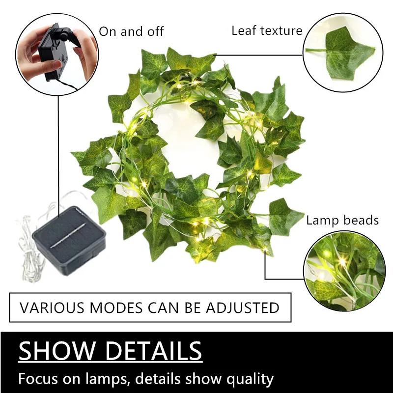 Solar Leaf Flower LED String Lights Artificial Garland Parterre Light Outdoor Wedding Party Garden Fence Inner Court Decoration