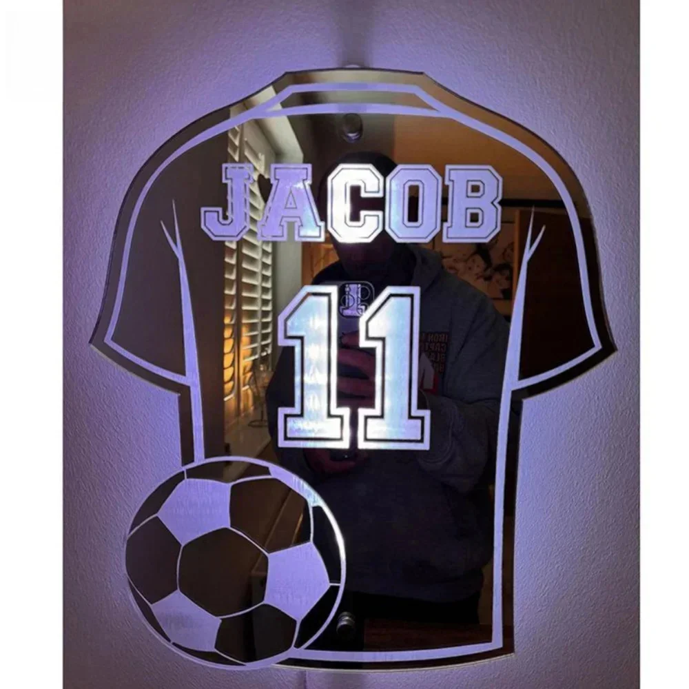 Personalized Football Jersey Mirror Light RGB Wall Light Remote Control Lamp For Esports Room Bedroom Bar Decoration Night Light