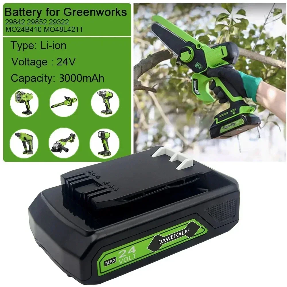 Greenworks-batería de litio de 24V y 6,0 Ah para herramientas, herramientas MO24B410, MO48L4211, HT24B210, 21342