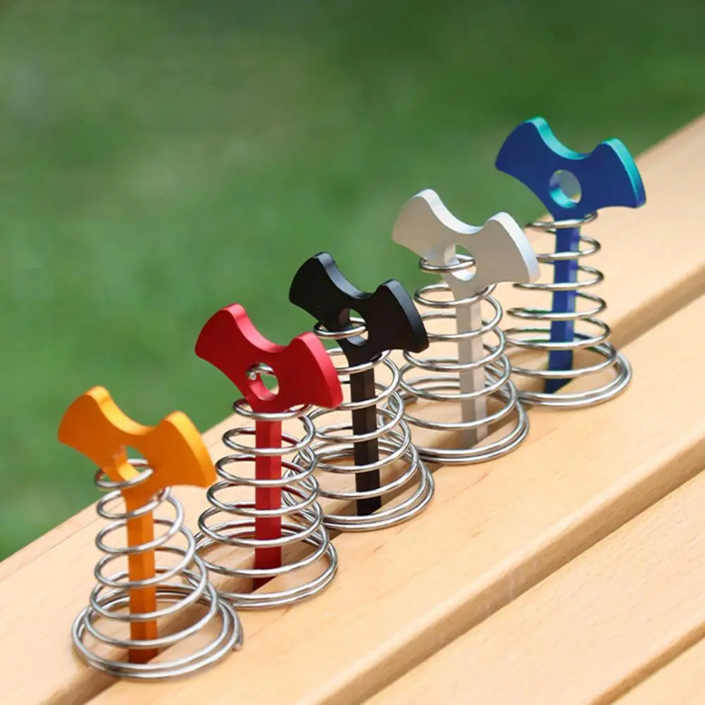 Deck Anchor Pegs with Carabiners Windproof Tent Rope Tensioner Aluminum Wind Rope Anchor Tent Stakes Camping Fishbone Tent Pegs