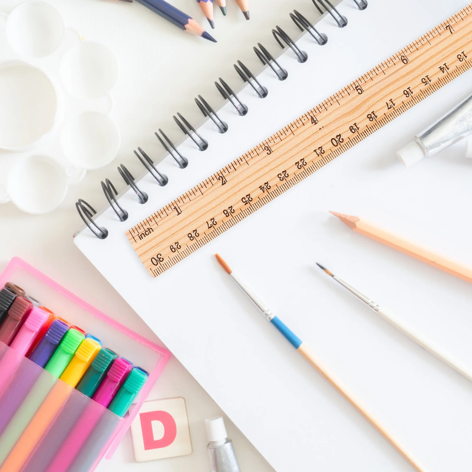 30pcs 20Cm Wooden Straight Ruler For Measuring Drawing Architecture School Office Home Craft Sewing Tool Wooden Ruler Measuring