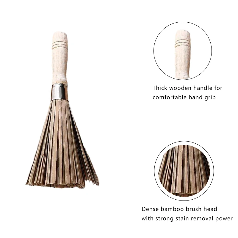 25cm Bamboo Wok Brush Large Pot Brush Wash Pot Brush Kitchen Cleaning Brush Restaurant Natural Bamboo Brush Hotel Supplies