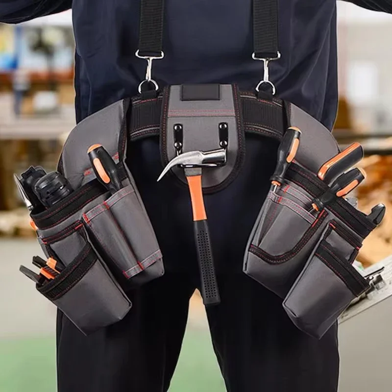 Suspender Tool Belt Heavy Duty Construction Tool Belt Large Capacity Combined Tool Bag Multi-Functional Equipment Carrying Bag