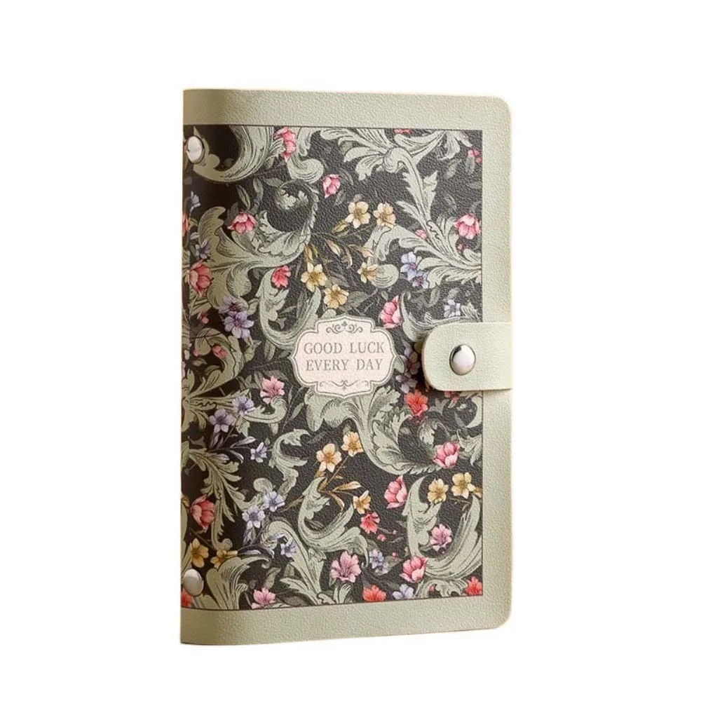 A6 Button Notebook for Money Flower Printed Anti-splash Water Cash Budget Ledger Daily Plan Diary Notepad Leather Savings Book