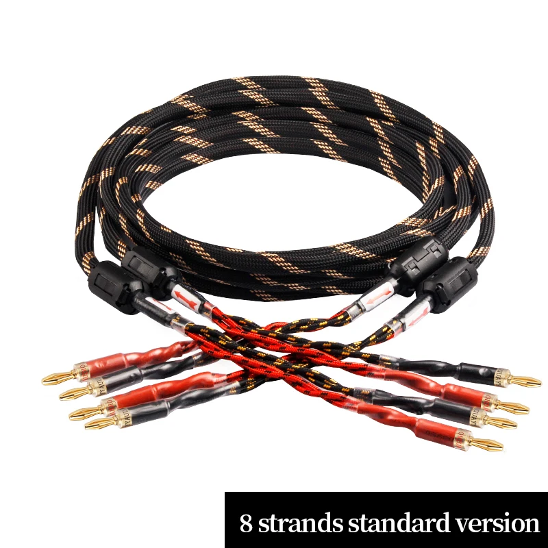 YYAUDIO One Pair HiFi Speaker Cable High Quality 6N OFC Core with Banana and 24K Gold Y plug Audio Cable for Amplifier Speaker image 3
