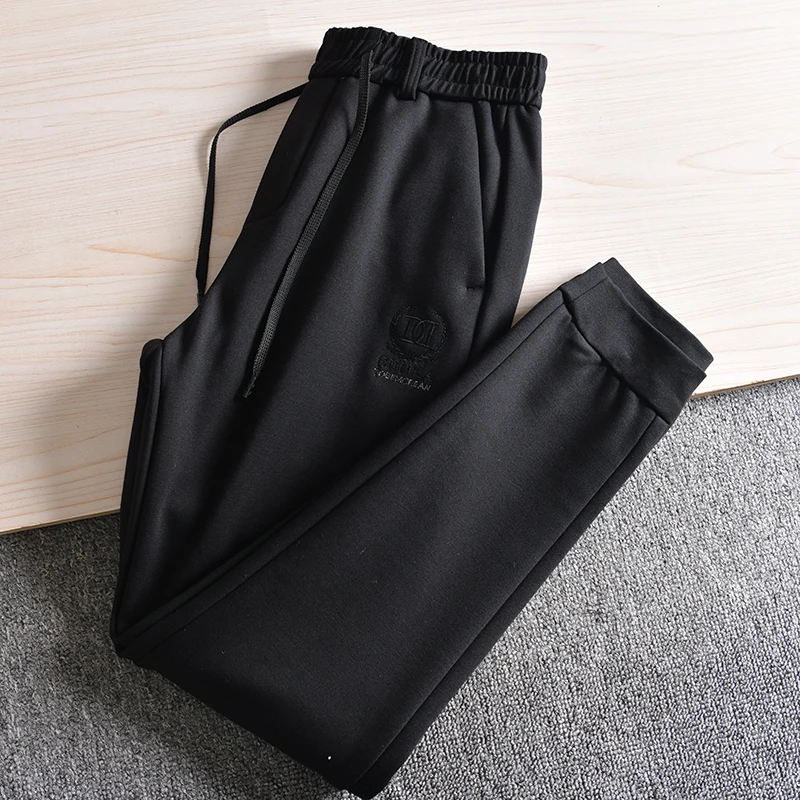 Men's Thickened Fleece Lined Non-bulky Autumn Winter Sports Pants Fashionable Trousers with Pocket No Ironing Required
