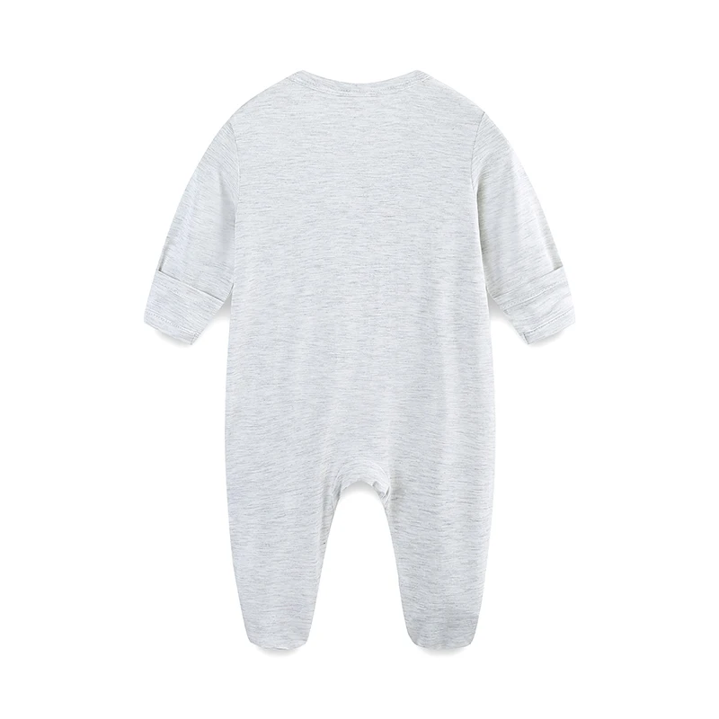 Bamboo Fiber Comfortable and Cute Footed Double-Zip Outdoor Jumpsuit with Hand Protection Design, Suitable for Baby Boys and Girls
