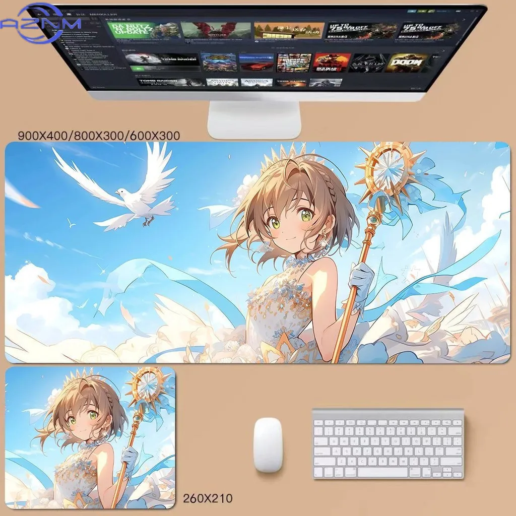 Magic Sakura Mouse Pad Oversized Computer Desk Pad Anti-slip Keyboard Pad