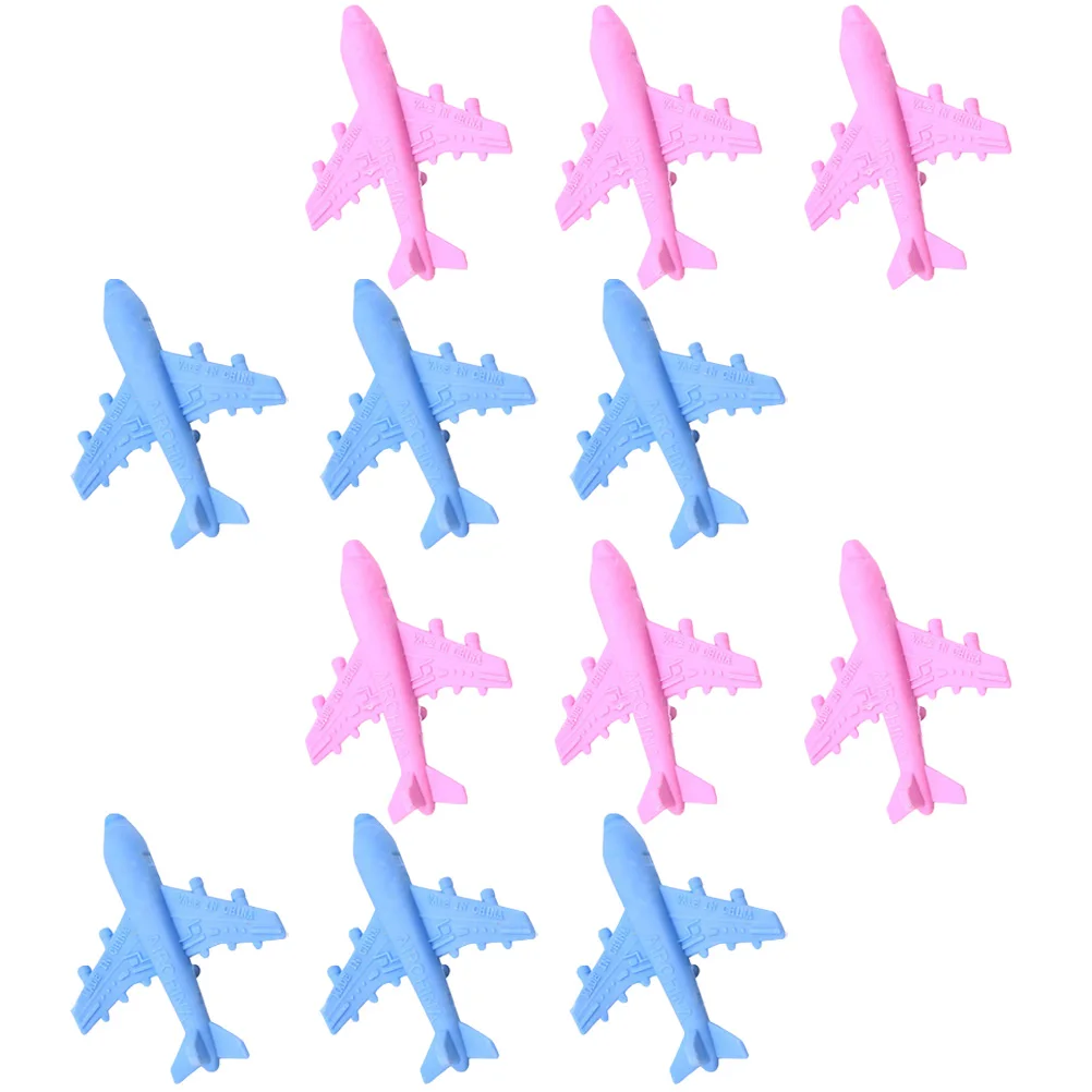 12 قطعة ممحاة على شكل طائرة من المطاط اللطيف لممحاة قلم رصاص ذات سطح أملس - لوازم مدرسية صديقة للناعمة