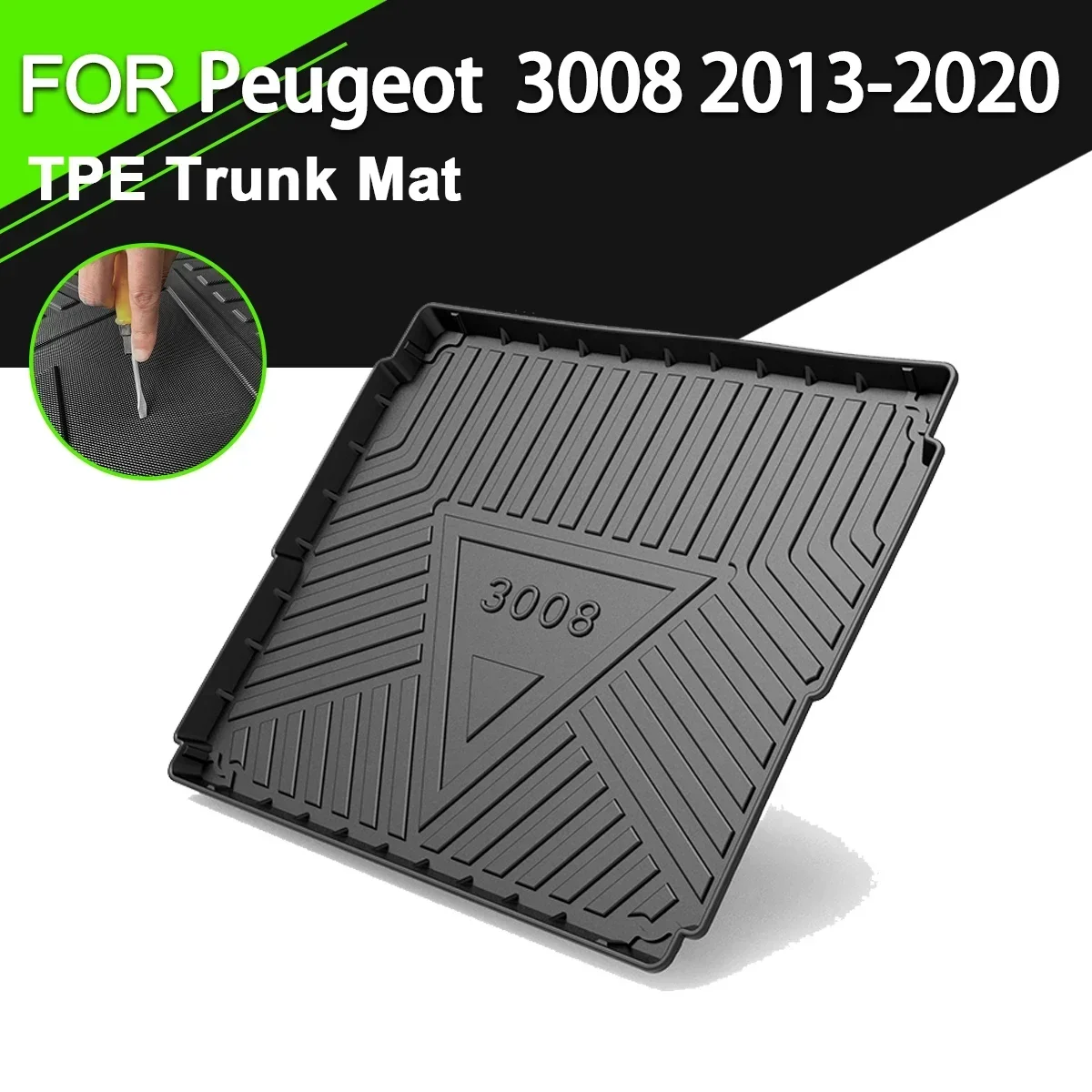 

Car Rear Trunk Cover Mat Rubber TPE Non-Slip Waterproof Cargo Liner Accessories For Peugeot 3008 2013-2020