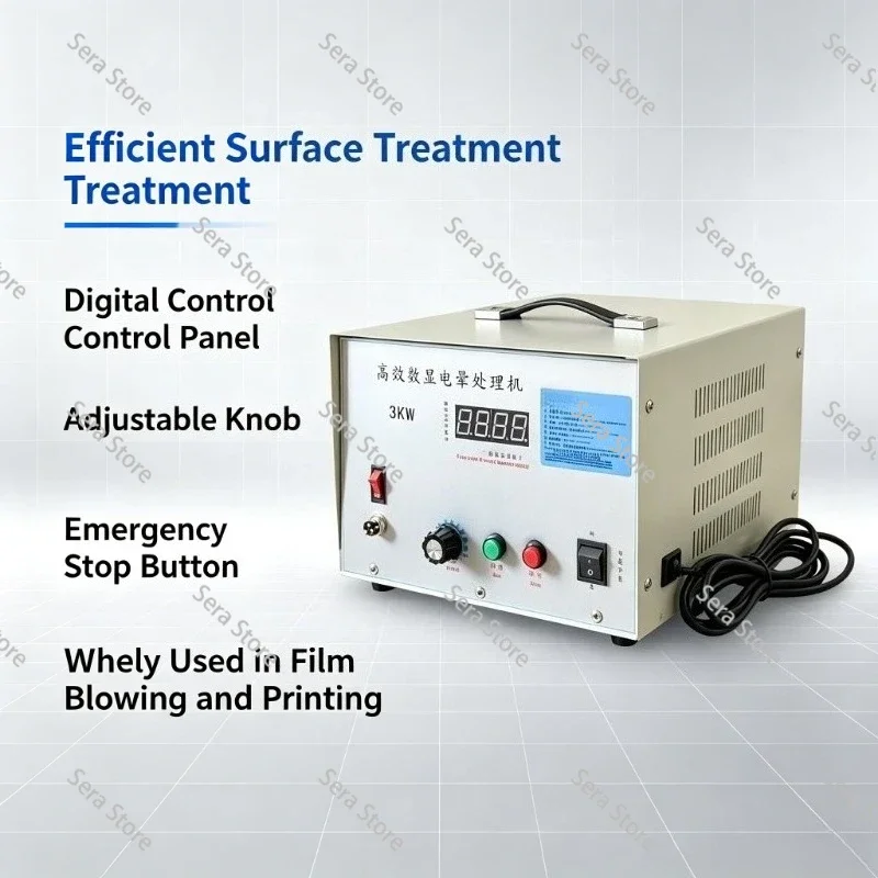3KW Digital Display Corona Treater Machine with Material Break Protection, Atmospheric Surface Treatment Equipment