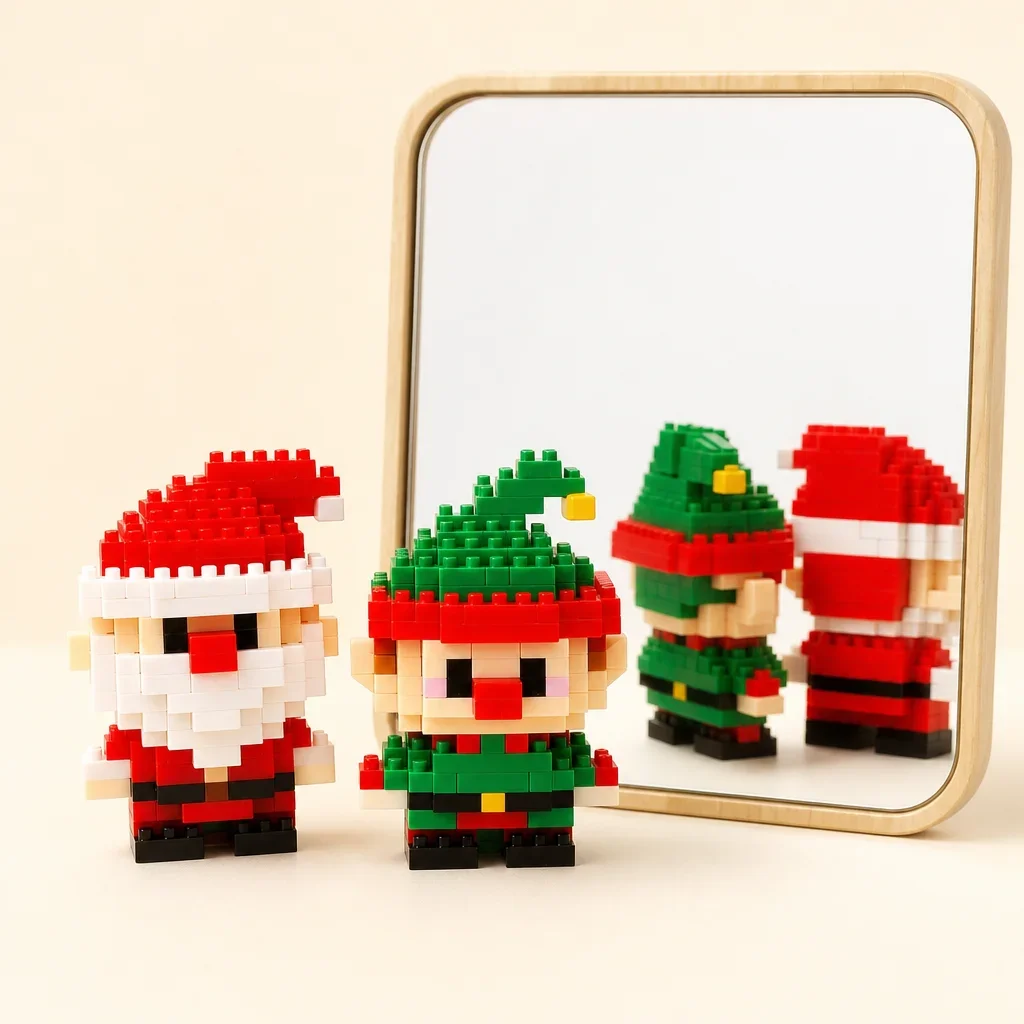 Holiday Micro Building Bricks Santa Reindeer DIY Assembly Puzzle Set Desktop Festive Display Decor Gift For Home Tabletop Stylin