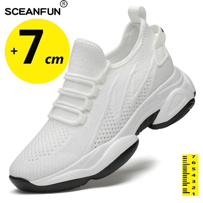 

Increase Shoes Thick Soles Lift 7CM Sneakers For Men Mesh Elevator Sports Tenis Masculino Casual Designer Tennis