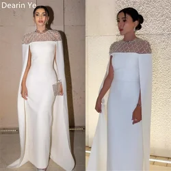 Customized Evening Gown Formal Dearin Scoop Neckline Column Floor Length Skirts Vertically Tulle Bead Bespoke Occasion Dresses S