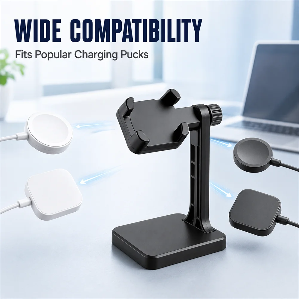 Universal Smart Watch Stand Holder Charging Dock Compatible with Multiple Models Adhesive Retractable Stand Storage Included image 5