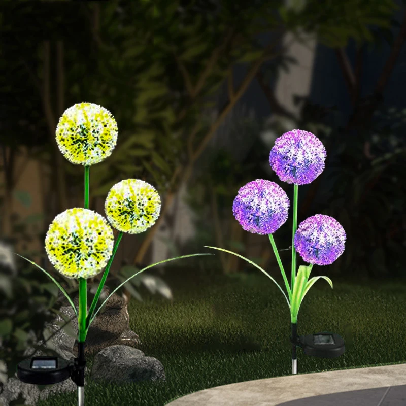 Dandelion flor bola de luz solar jardim simulação flor gramado lâmpada paisagem flor ao ar livre à prova dwaterproof água solar lâmpada do gramado