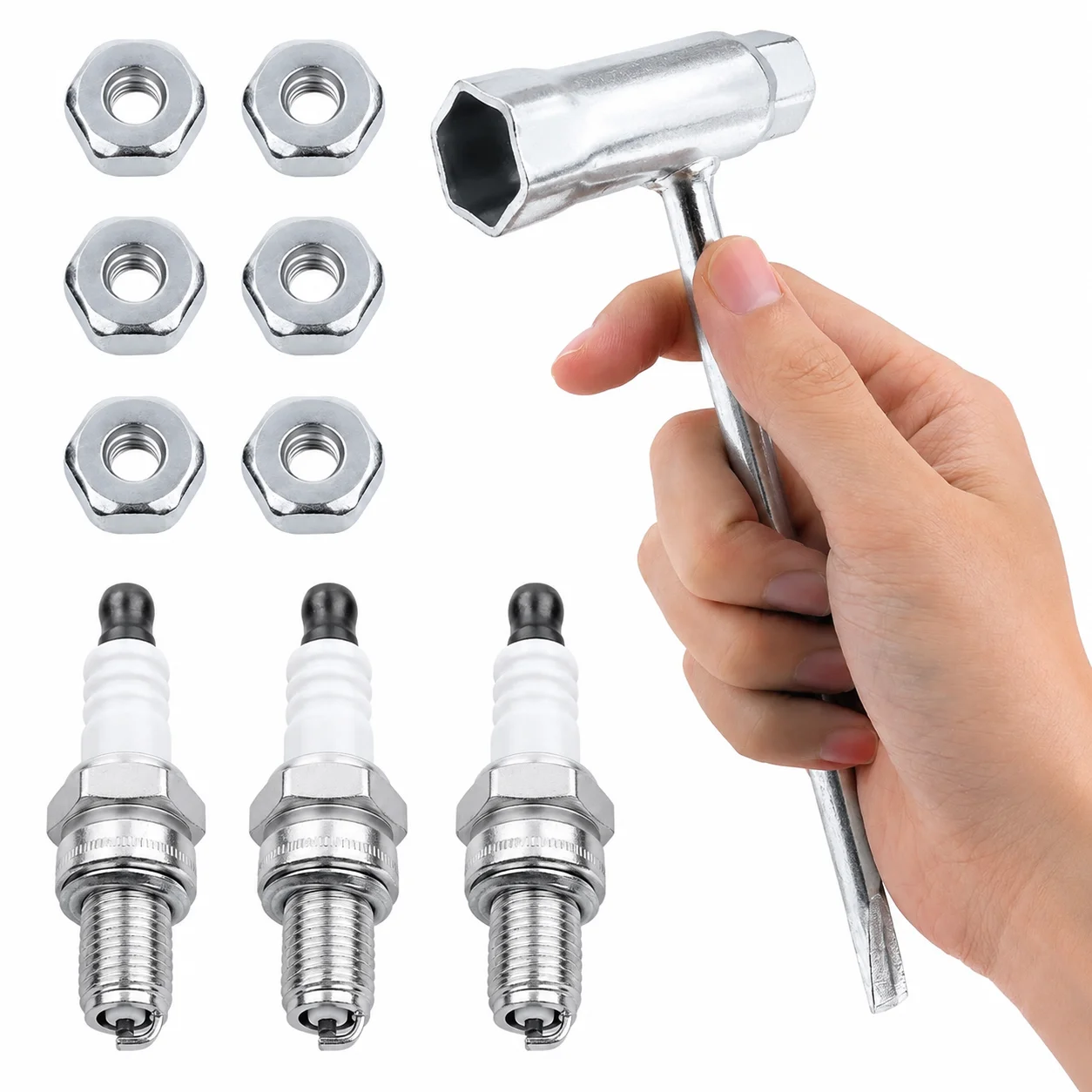 3in1 Chainsaw T-Wrench 13x19mm CMR6H Spark Plug Bar Nuts for Poulan 1800 2000 2300 Fit Husqvarna 545 550XP Stihl MS250 023 025