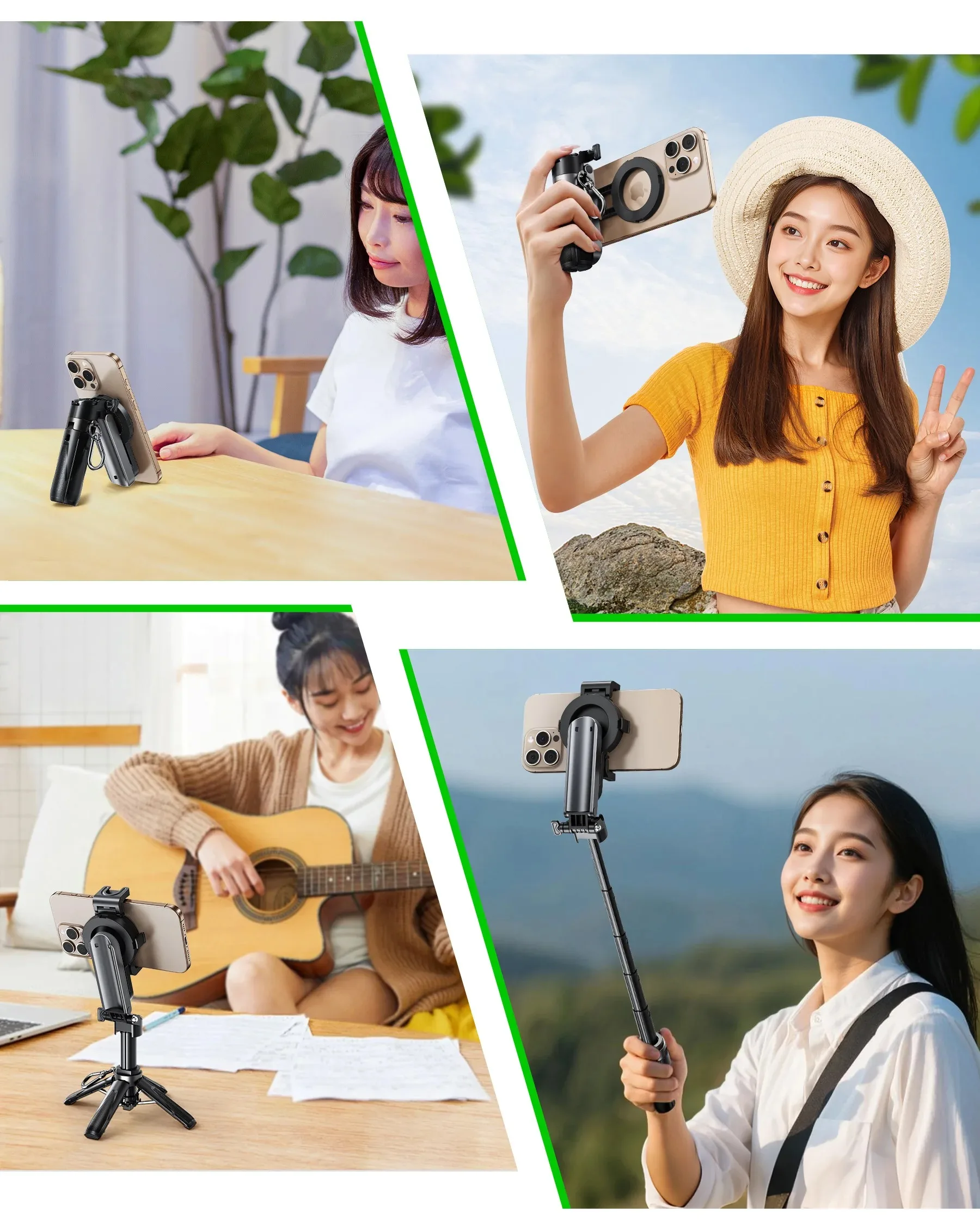 Eary Extendable Selfie Stick Tripod with Wireless Remote Magnetic Phone Holder Stand 360°Rotation for iPhone 17 16 Samsung S26