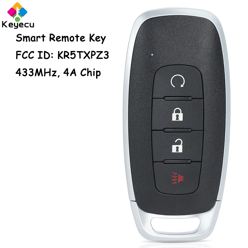 

KEYECU Smart Remote Car Key With 4 Buttons 433MHz 4A Chip for Nissan Pathfinder Rogue Kicks 2022-2024 Fob KR5TXPZ3 285E3-6RA5A