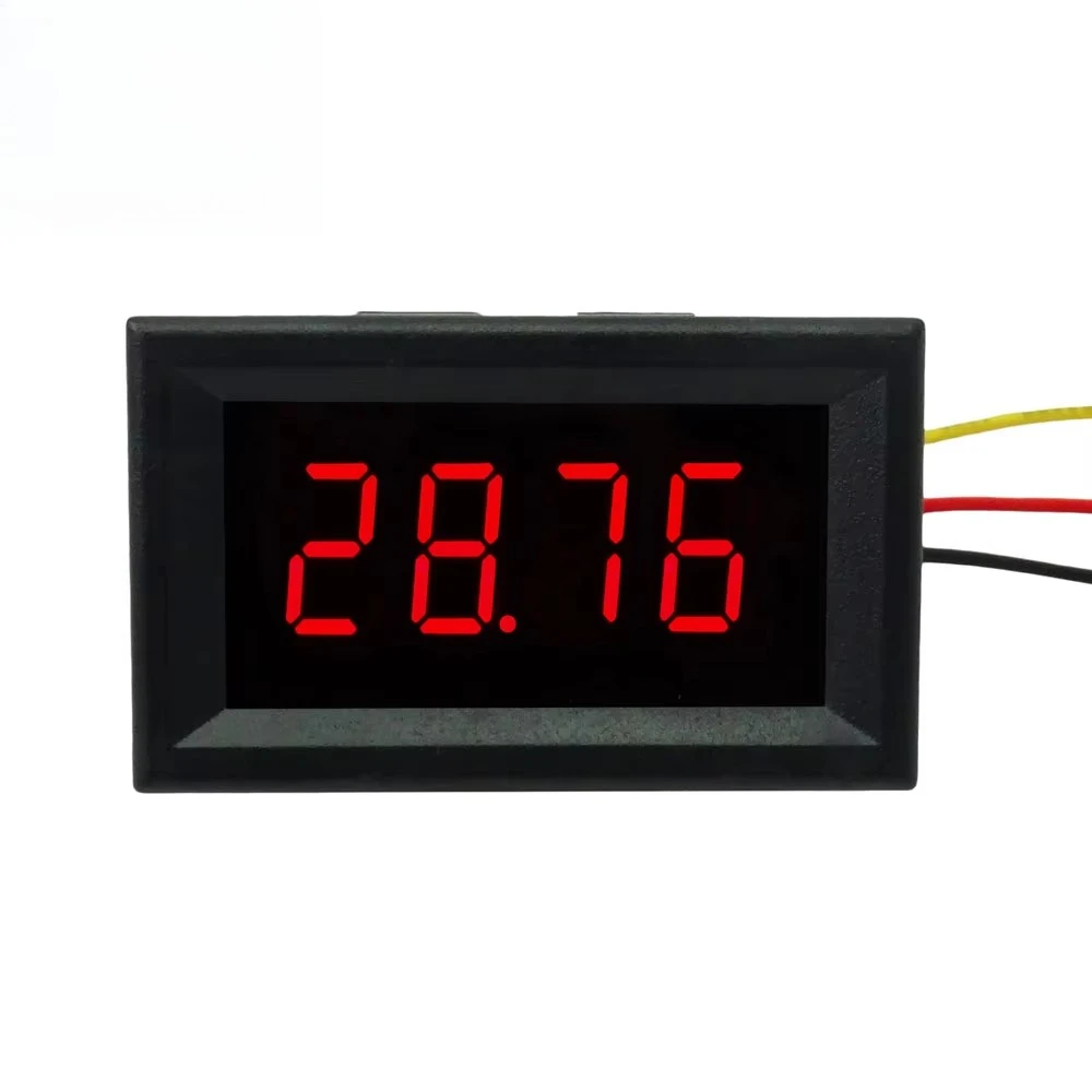 Voltímetro digital DC de 4 dígitos 0,36 "0-33,00 V com display de concha LED colorido medidor de painel de tensão de três fios