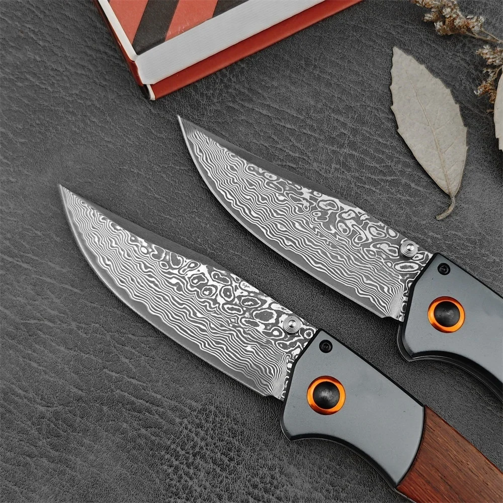 Damascus Steel BM 15080 Folding Pocket Knife Sourwood / G10 Handle Hunting Knife Outdoor EDC Camping Survival Tactical Tools