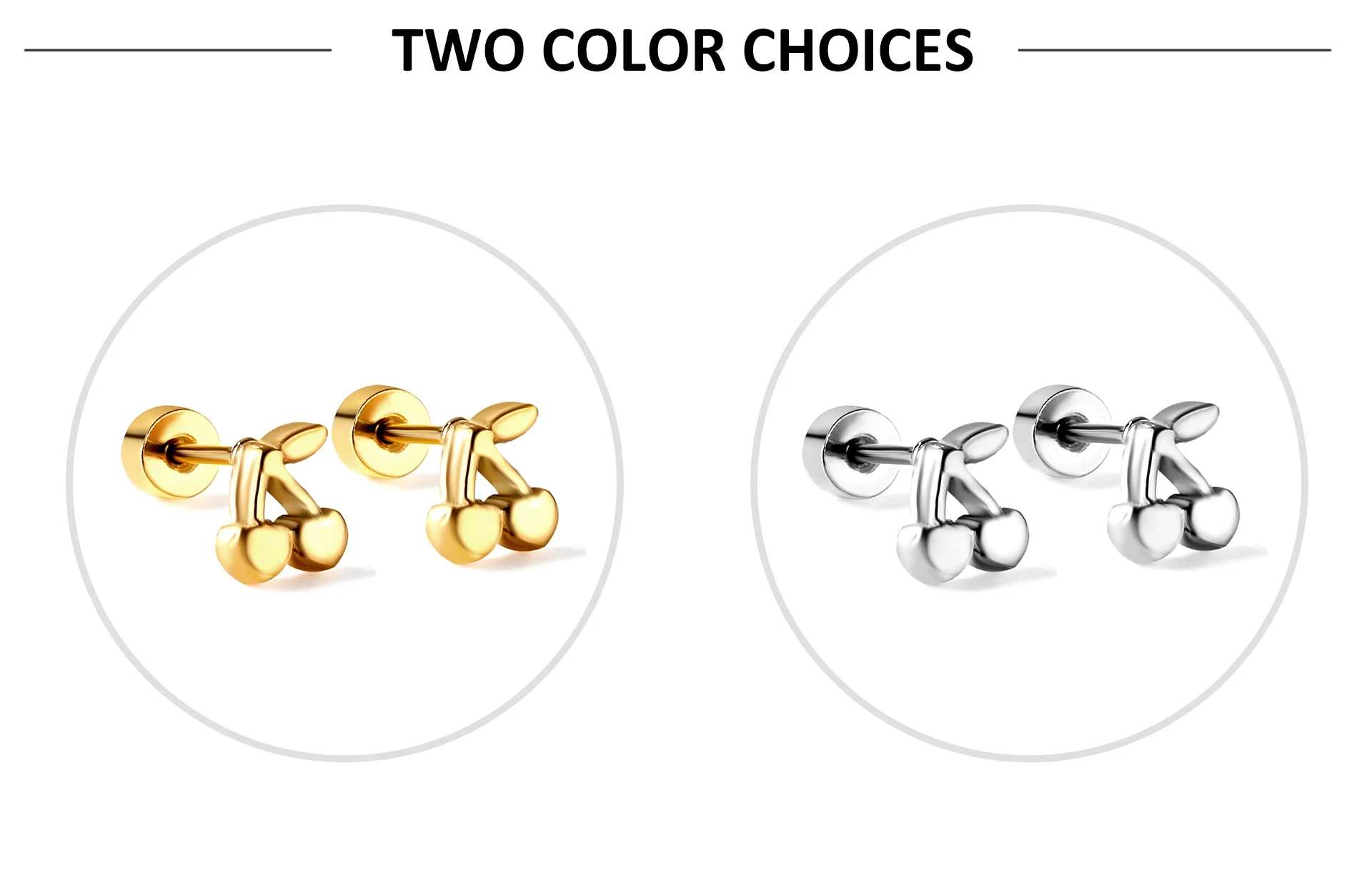 Nette Kirsche Casual Frauen Ohrringe Vergoldet Edelstahl Schraube Zurück Aretes De Mujer Ohr Stud Party Schmuck Geschenke Wasserdicht – Detail 2