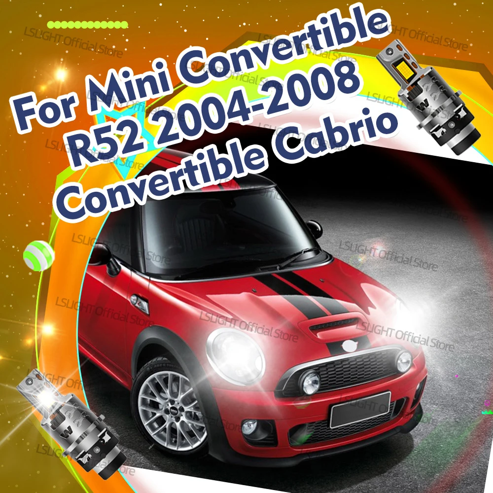 2x Super Bright LED D2S D2R D2 Headlights 6000K For Mini Convertible R52 2004-2008 Convertible Cabrio Head Lamps 30000LM Bulbs