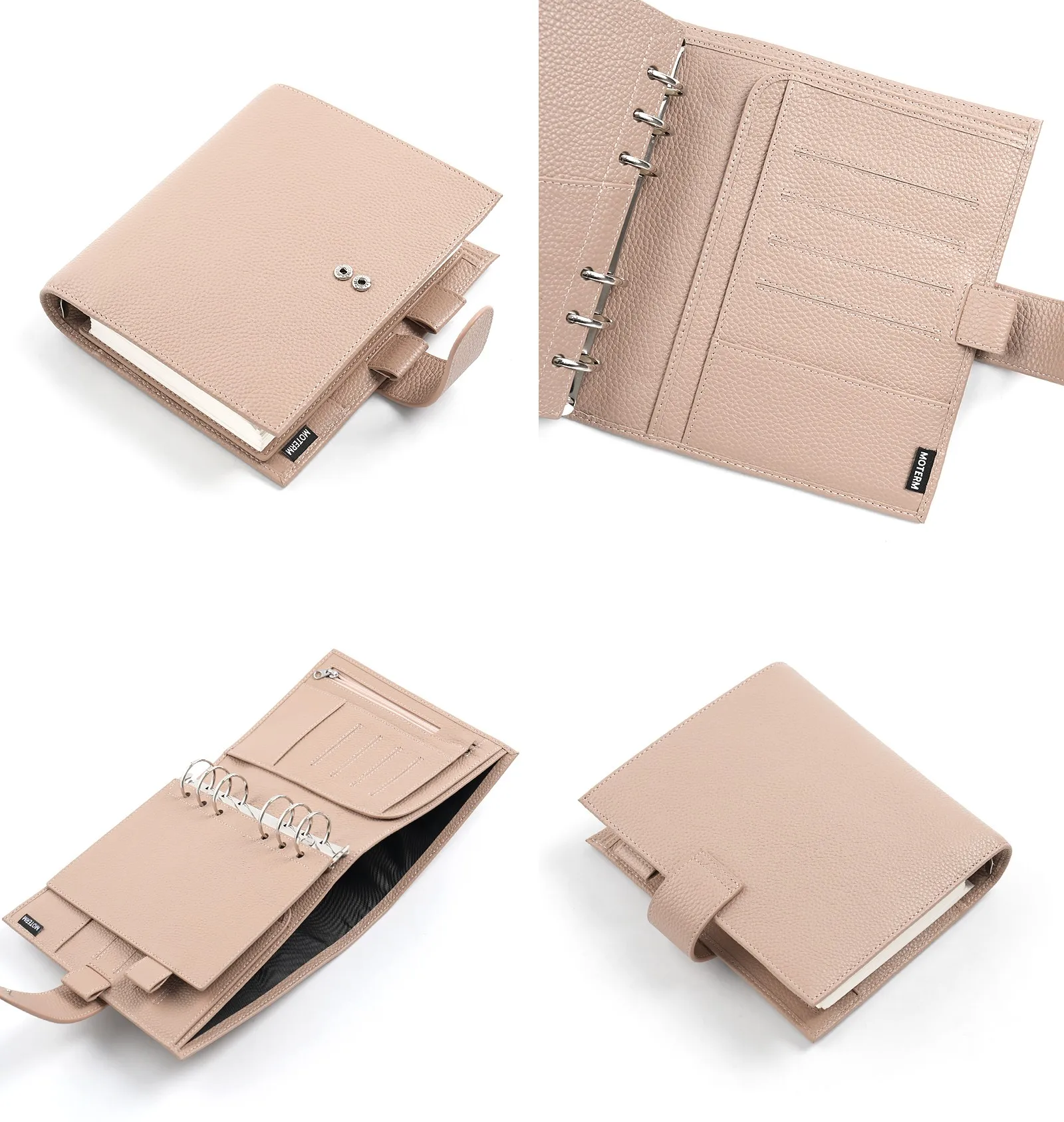 Moterm Luxe 2.0 Series Personal Wide Size Planner Pebbled Grain Leather with 30 MM Silver Rings Notebook Diary Organizer Agenda