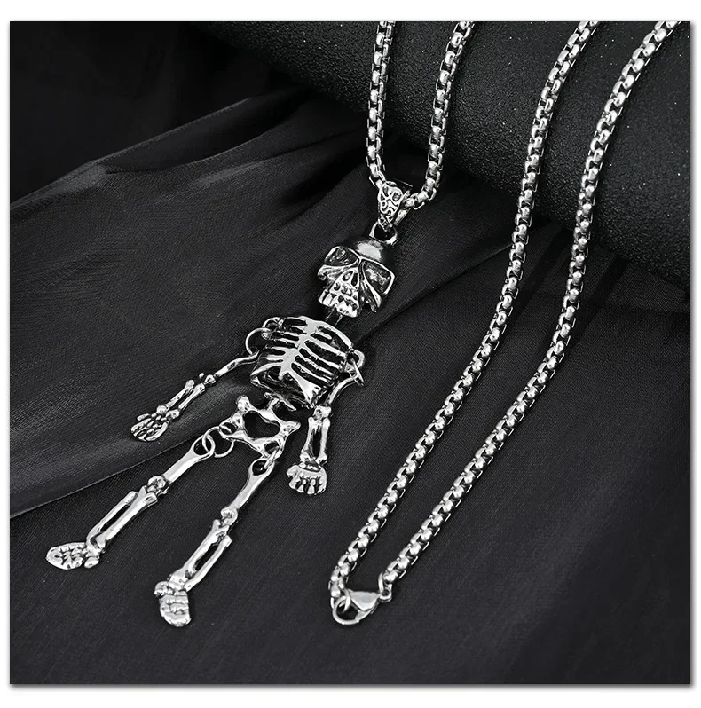 

Titanium steel dark-framed men's pendant long sweater chain, couple and men's necklace