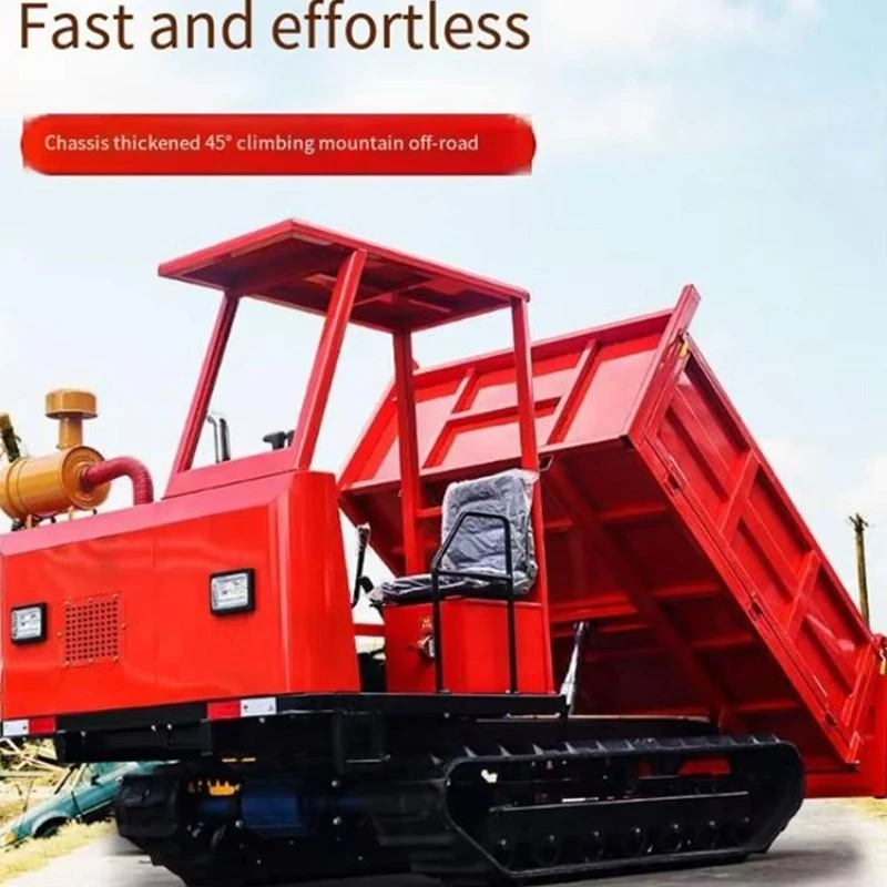 High Quality Small Tracked Transport Vehicle All Terrain Agricultural Climbing Tiger Hydraulic Crawler Dump Truck for Sale