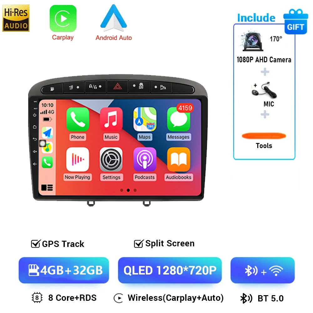 Android 16 Voor Peugeot 308 308SW 408 2012-2020 2K QLED Stereo Autoradio Multimedia Video Player GPS AI Voice CarPlay 4G DSP