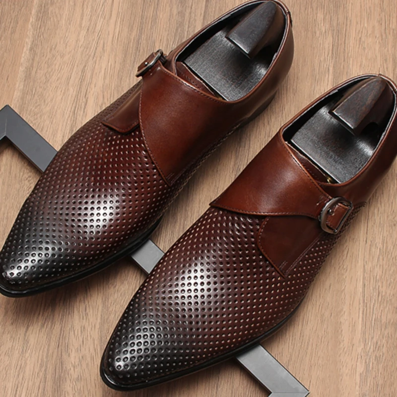 Luxury Genuine Leather Mens Dress Shoes Handmade Quality Comfortable 2025 Autumn British Trend Hollow Wedding Social Shoes Man image 3