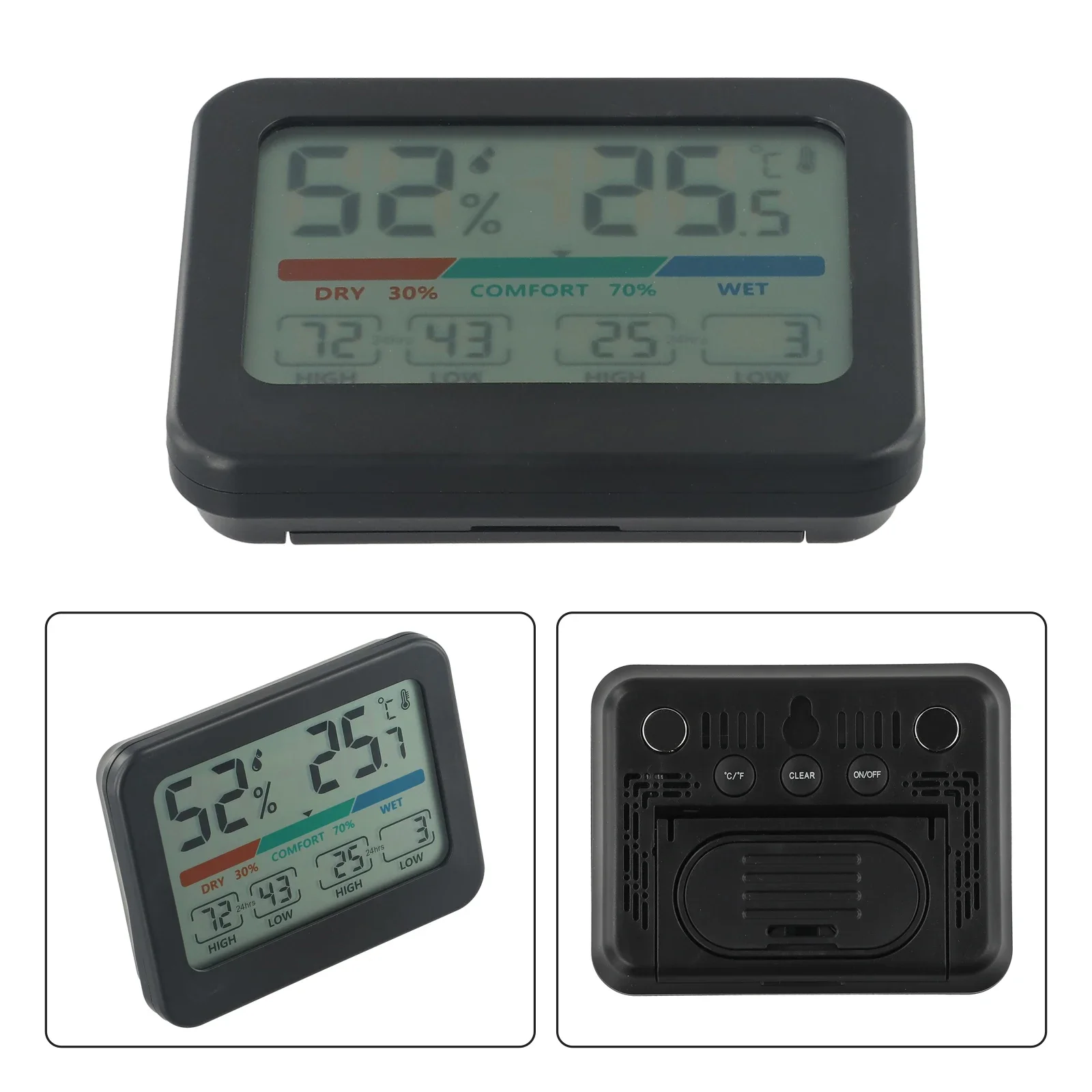 

Multifunctional Electronic Thermometer Indoor Temperature and Humidity Monitor Orange Green Blue Comfort Display Compact Size
