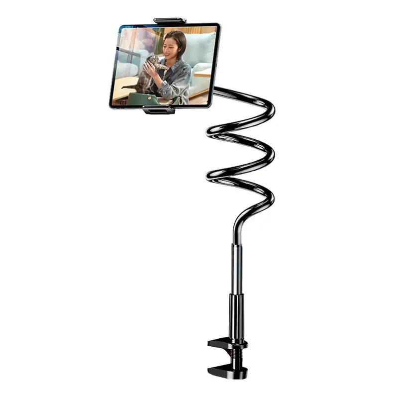 Phone Holder Desk Clamp 360-degree Rotate Cell Phone Bedside Clip Fits Tablets Below 10.5 Inches Flexible Arm Streaming Bracket