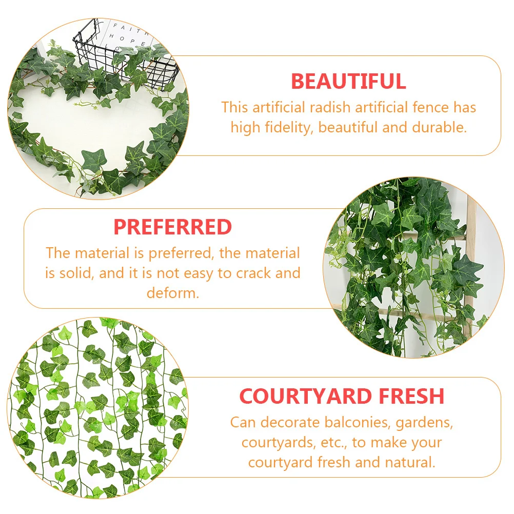 

6Pcs Imitation Vine Leaves Artificial Rattan Simulated Plant Green Leaves Decorative Hanging Decor for Indoor Outdoor Party