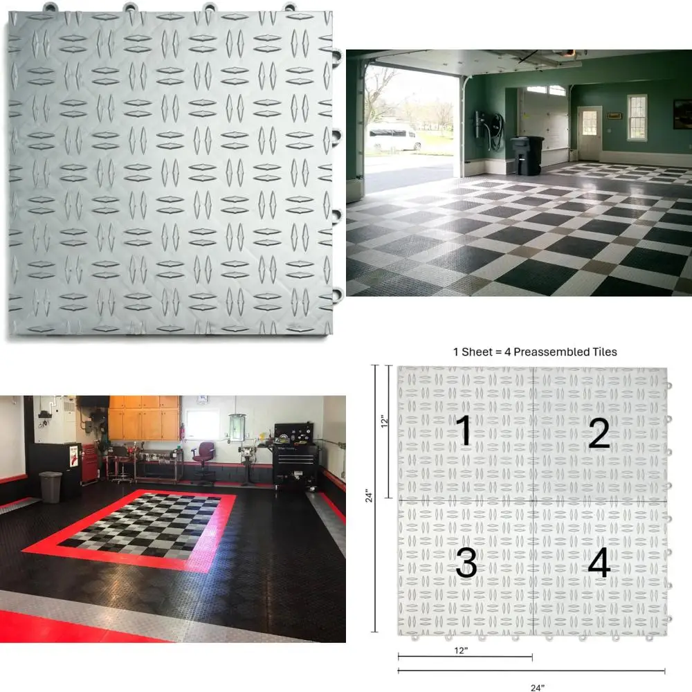 

Interlocking Heavy-Duty Copolymer Tiles for Non-Slip Garage Flooring - Durable, Modular, Easy Installation, Suitable for Heavy U