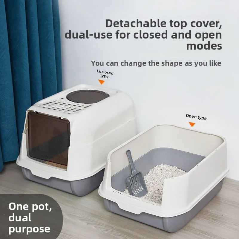 Foldable Enclosed Litter Box Large Small Size Anti‑Splash Odor‑Blocking Top‑in Bottom‑out Toilet Pet Supplies
