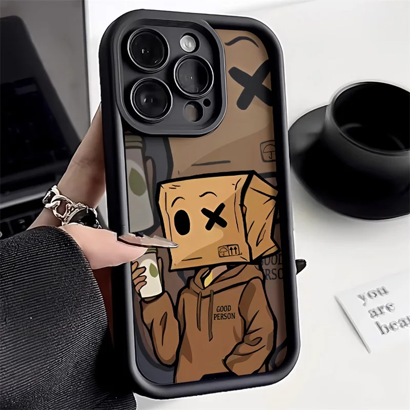 

Cartoon Box Man Phone Case For Samsung S25 S24 Ultra S25 S24 Plus S24 S22 Pro S23 S22 Ultra S20 S21 S23 FE A55 A33 Protective