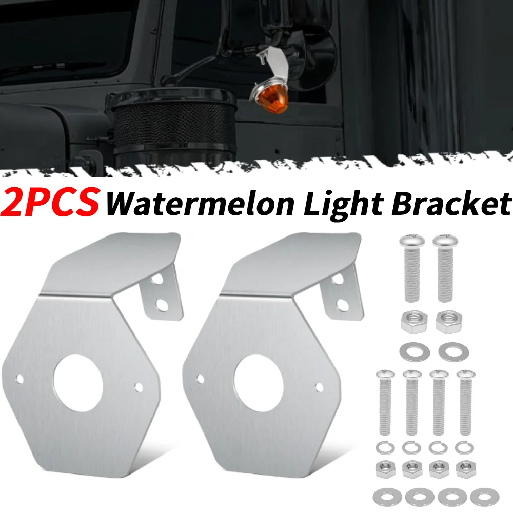 

2Pcs Universal Watermelon Lights Brackets with 3 Mounting Holes Stainless Steel Turn Signal Angled Holder for Car Truck Vehicle