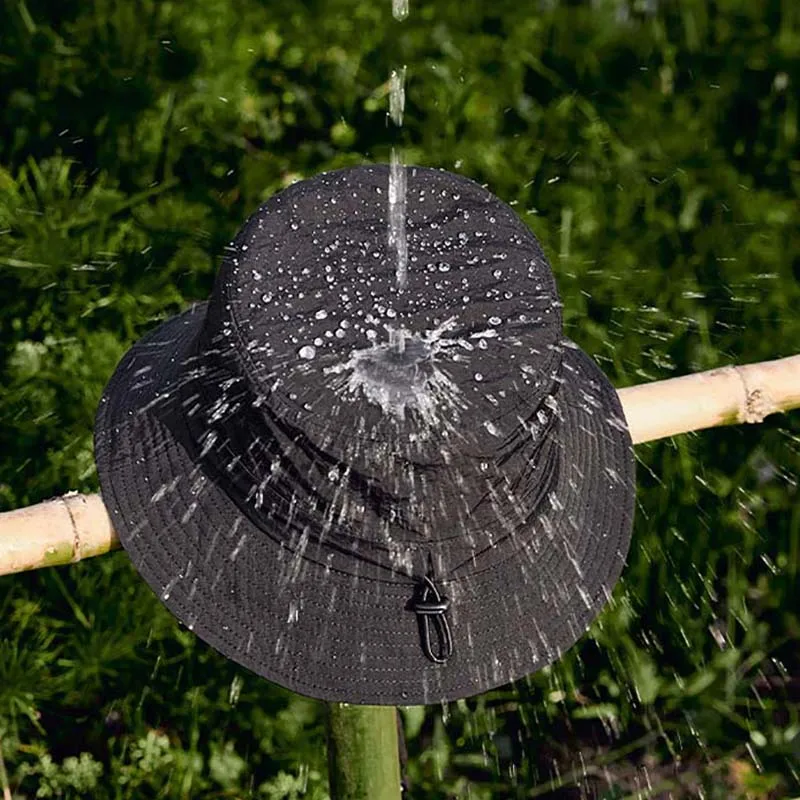 الصيف الخريف طوي المحمولة نزهة تنفيس قبعة صيد Sunsuade قبعة بحافة التنزه حزام الذقن سريعة الجافة عينة بنما قبعة
