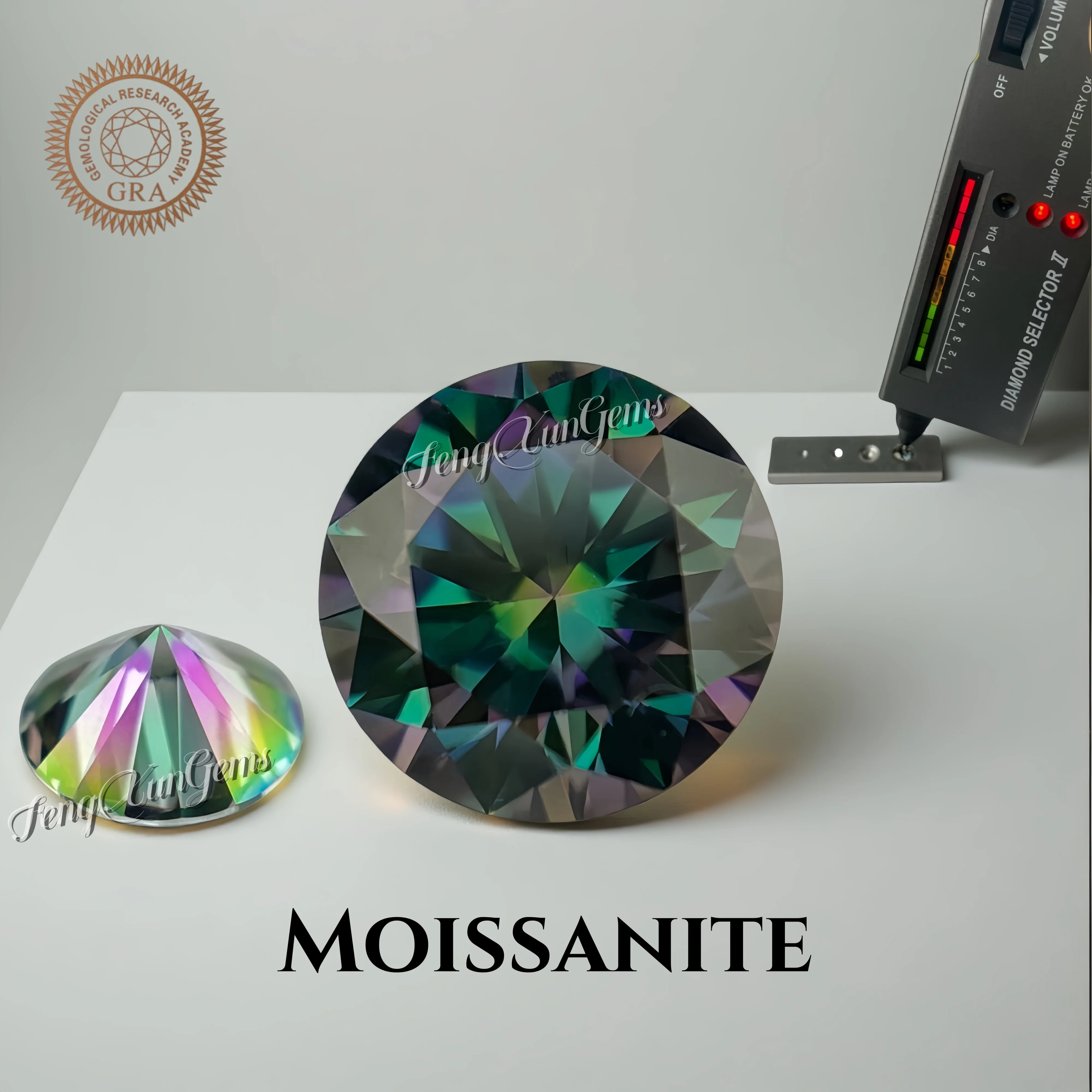 

[Factory Price]Loose Moissanite Stones Round shape Rainbow Green 0.1~6ct Excellent Cut VVS1 Clarity Lab Grown diamonds for Inlay